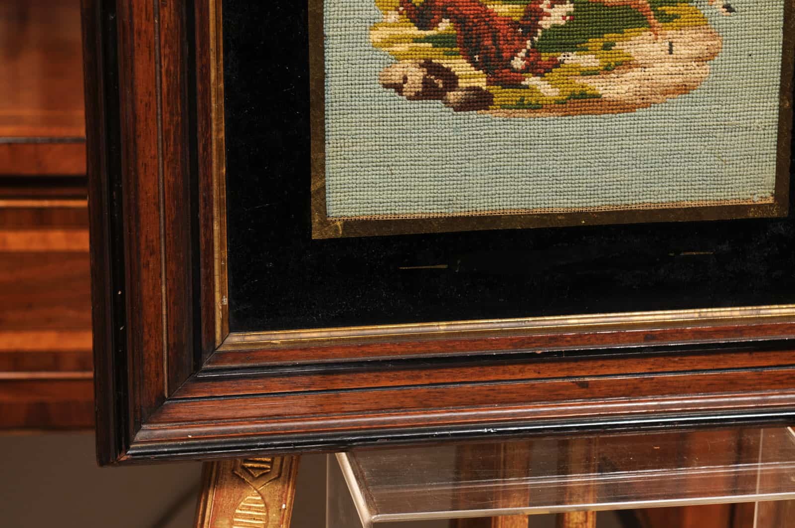 Framed Needle Point of Dog Chasing a Deer - Image 6