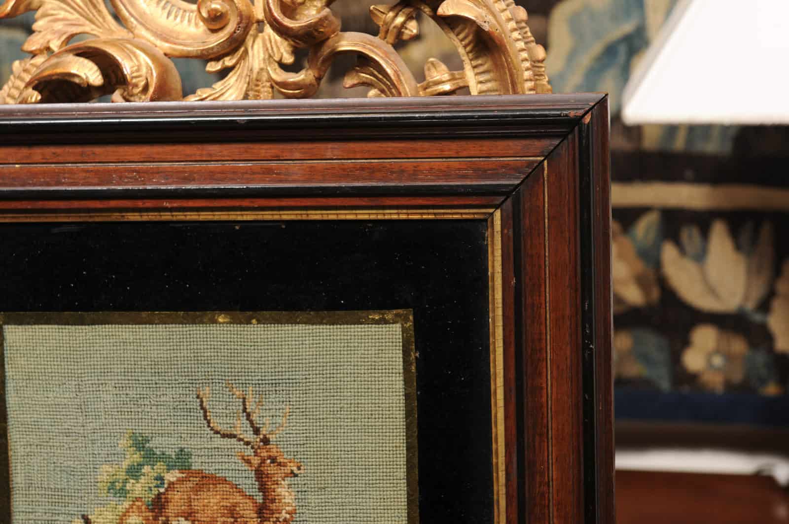 Framed Needle Point of Dog Chasing a Deer - Image 8