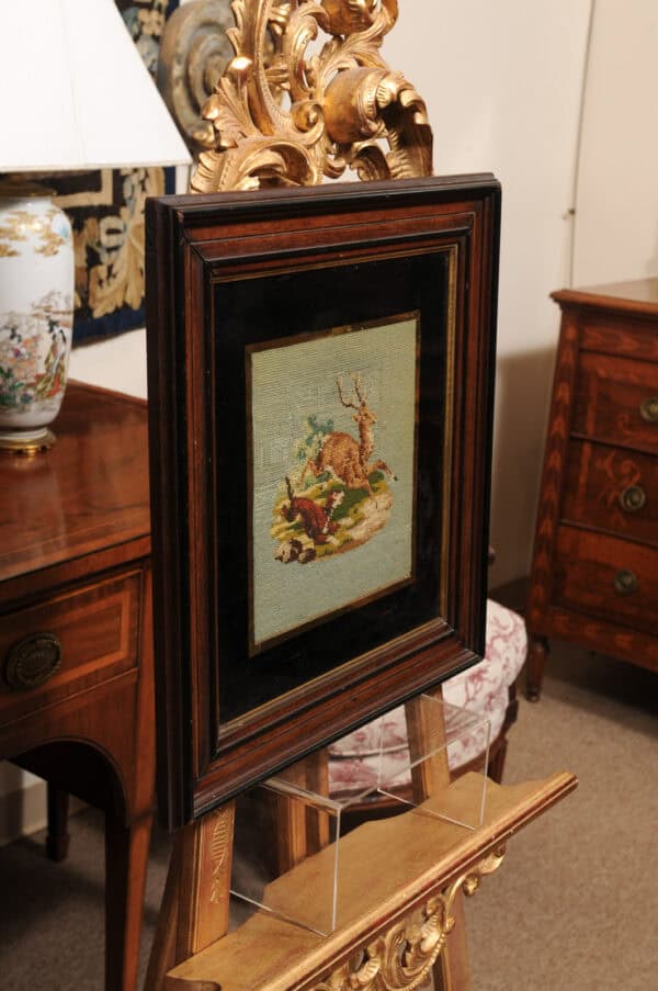 Framed Needle Point of Dog Chasing a Deer - Image 10