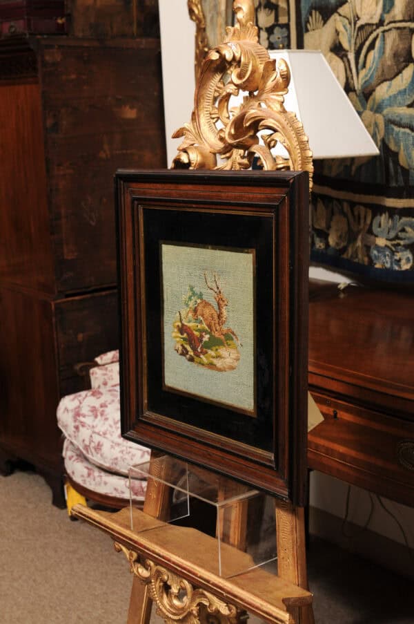 Framed Needle Point of Dog Chasing a Deer - Image 11