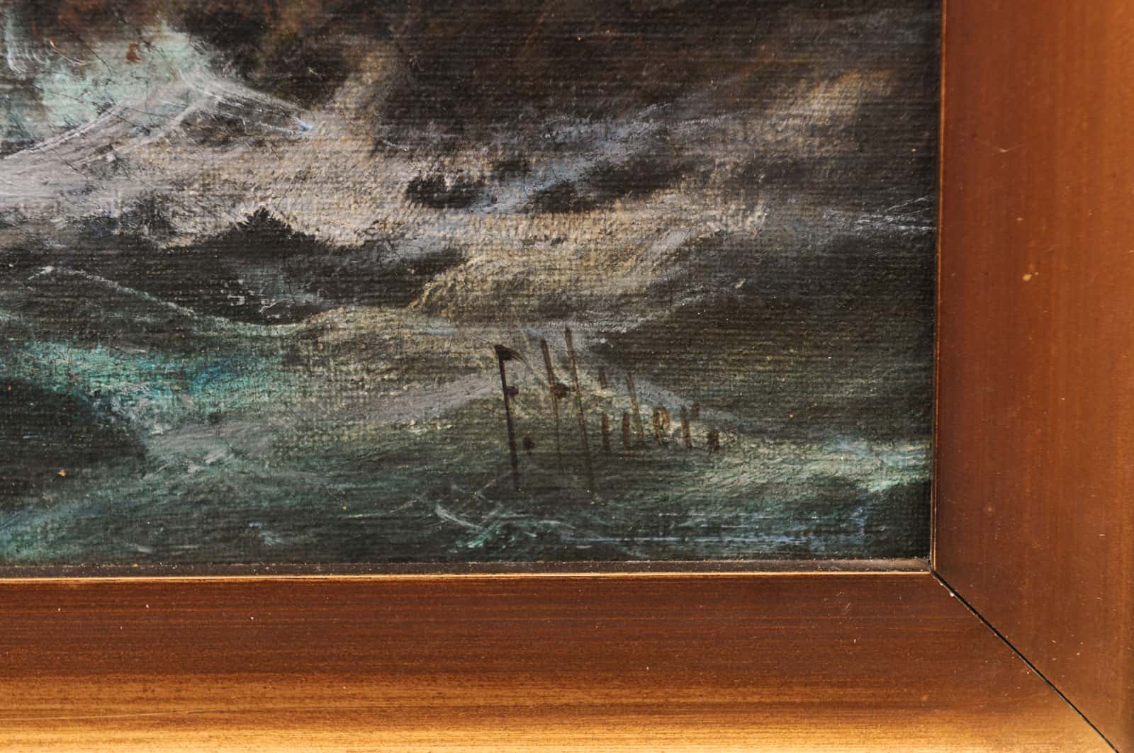 Frank Hider (1861-1933) Oil on Canvas of Rocky Shoreline, England in Silvered Frame - Image 11