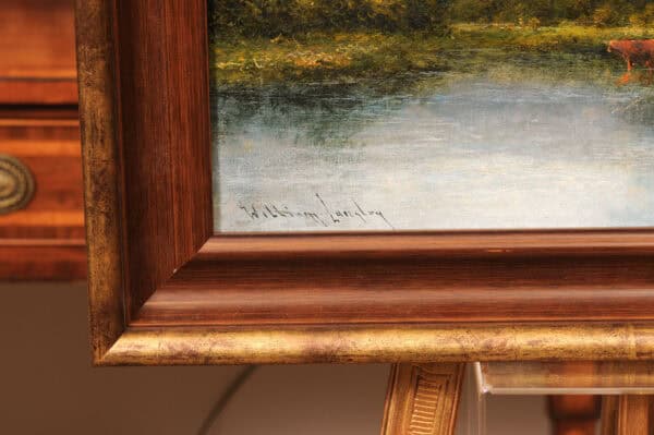 William Laugley (1880-1920) Oil on Canvas Landscape Of Mountains and Lake, British - Image 9