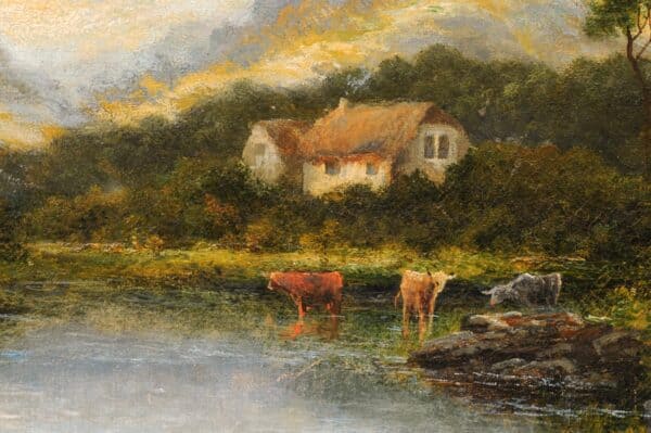William Laugley (1880-1920) Oil on Canvas Landscape Of Mountains and Lake, British - Image 11
