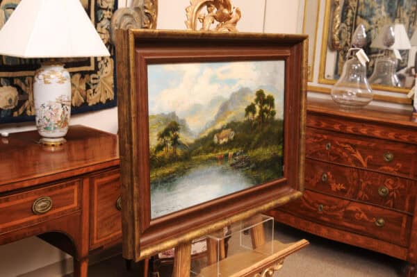 William Laugley (1880-1920) Oil on Canvas Landscape Of Mountains and Lake, British - Image 12