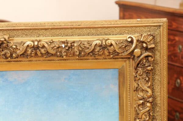 Kaufmann Karl (1843-1905) Vienna Norwegian Fjord Oil on Canvas Landscape Painting in Giltwood Carved Frame - Image 6