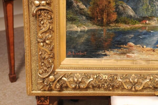 Kaufmann Karl (1843-1905) Vienna Norwegian Fjord Oil on Canvas Landscape Painting in Giltwood Carved Frame - Image 8