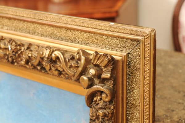 Kaufmann Karl (1843-1905) Vienna Norwegian Fjord Oil on Canvas Landscape Painting in Giltwood Carved Frame - Image 13