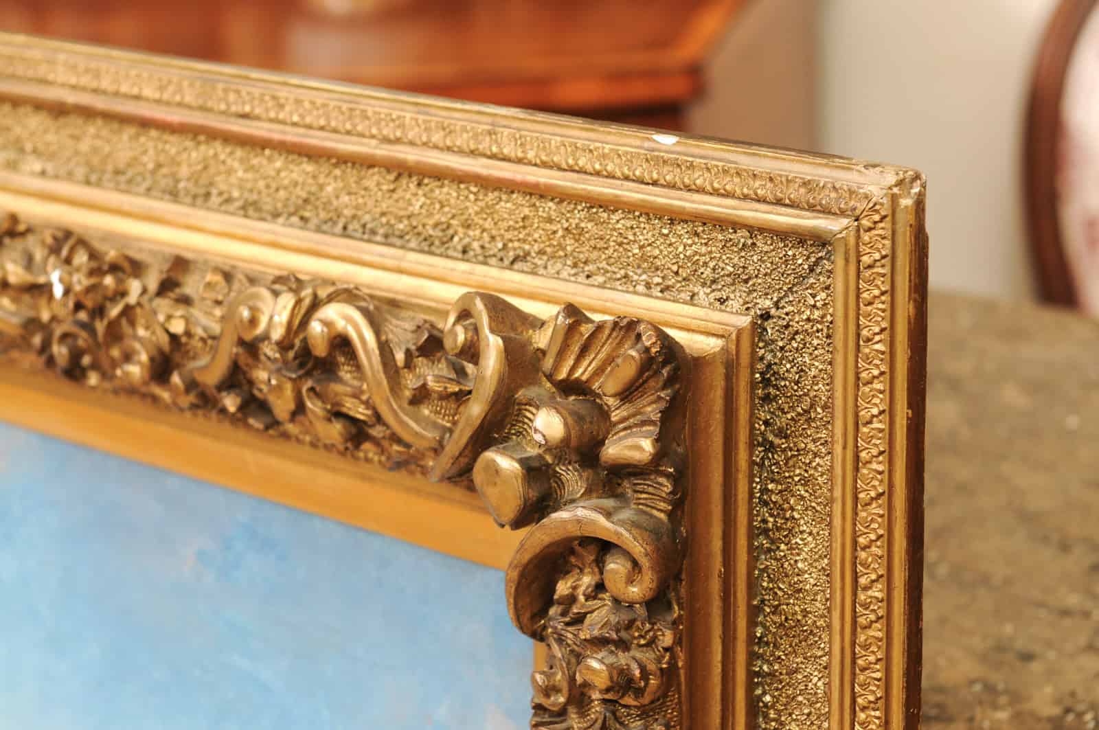Kaufmann Karl (1843-1905) Vienna Norwegian Fjord Oil on Canvas Landscape Painting in Giltwood Carved Frame - Image 13