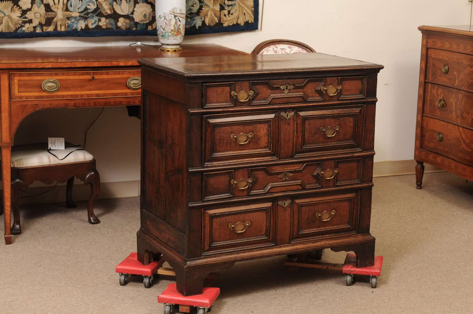 18th Century English Jacobean Style Oak and Walnut Chest - Image 3
