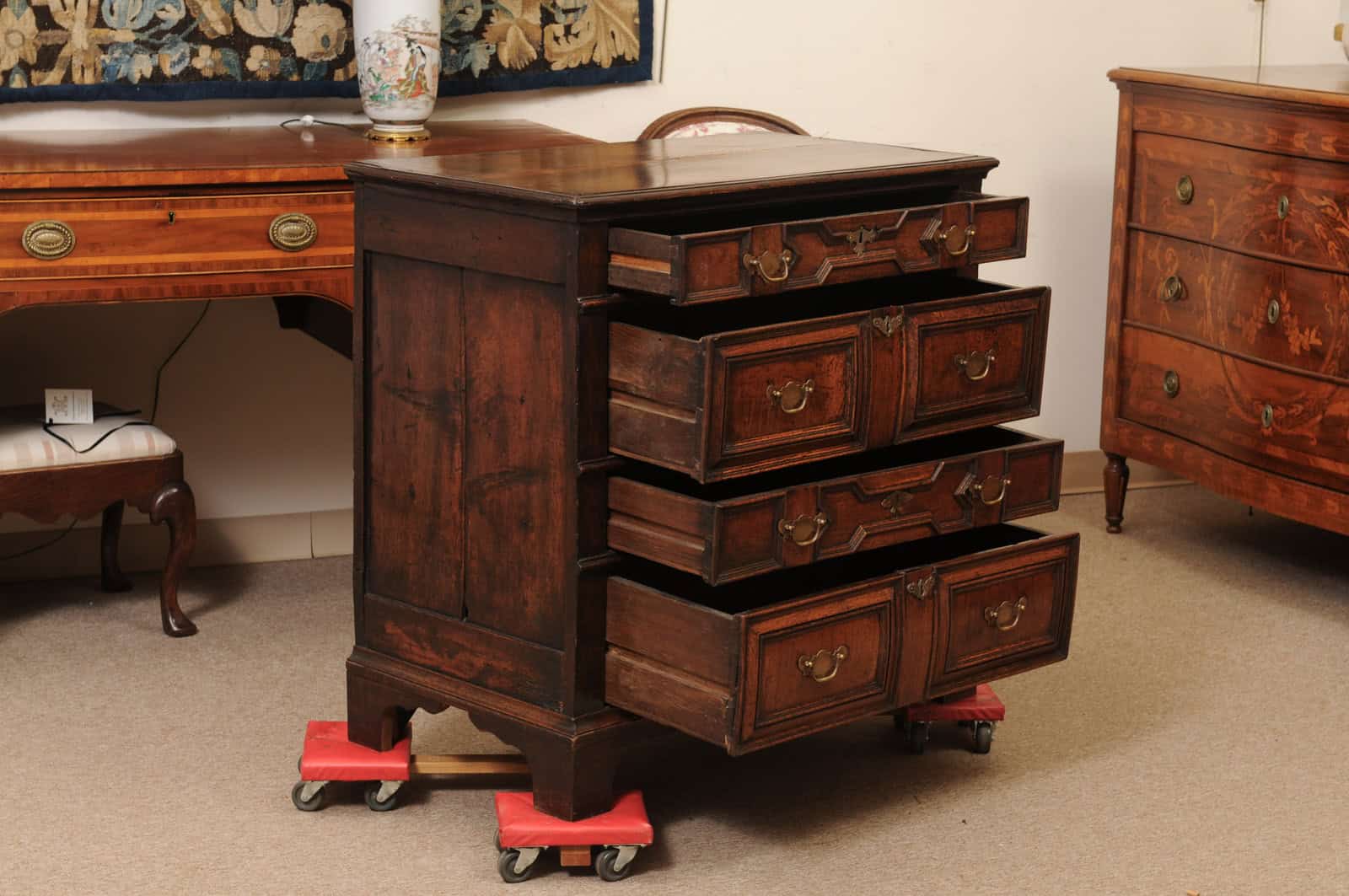 18th Century English Jacobean Style Oak and Walnut Chest - Image 4