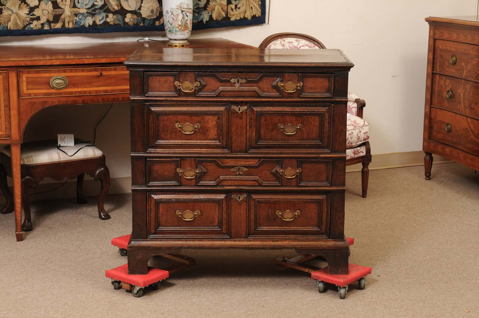 18th Century English Jacobean Style Oak and Walnut Chest - Image 14