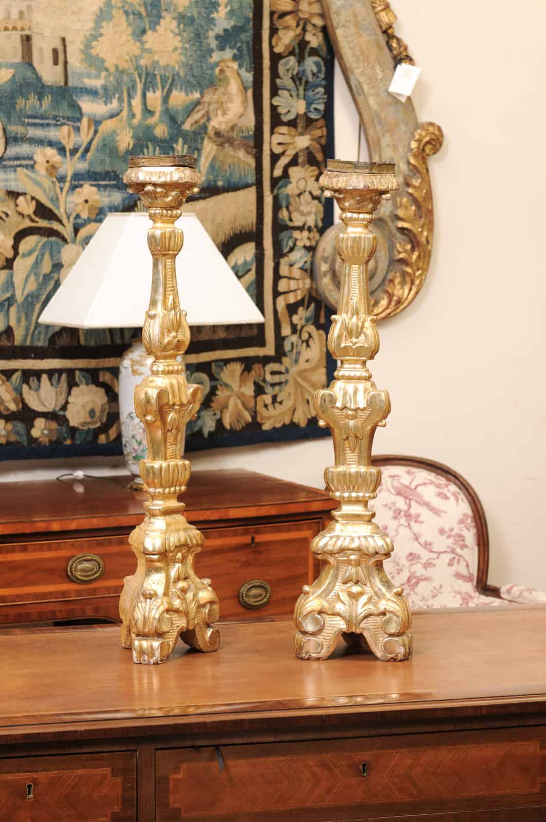 French large Giltwood Alter Sticks, 19th Century - Image 3