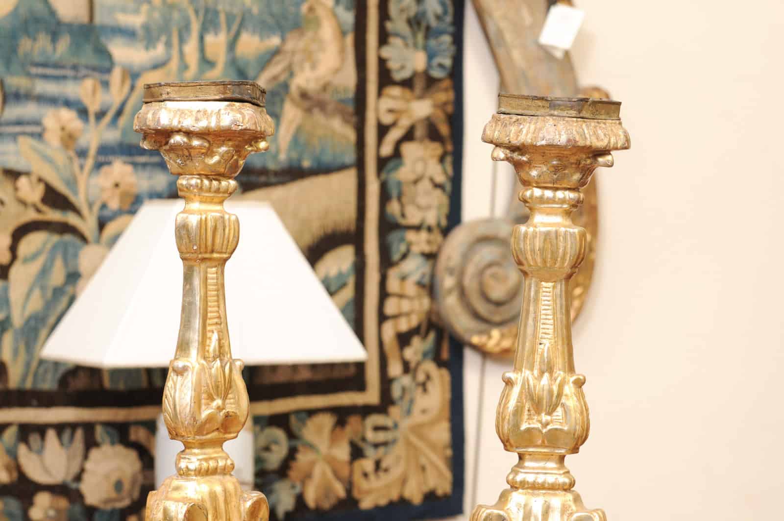 French large Giltwood Alter Sticks, 19th Century - Image 5