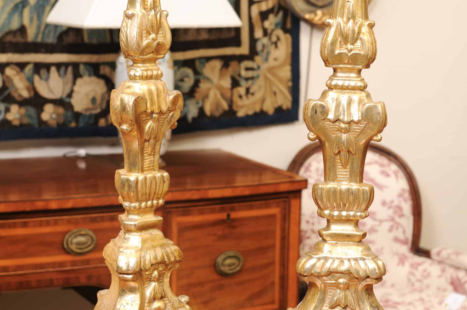 French large Giltwood Alter Sticks, 19th Century - Image 6