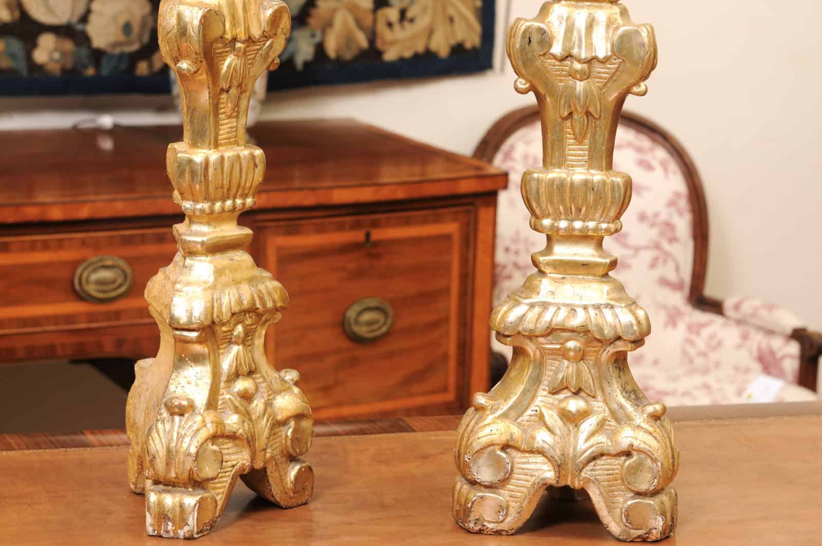French large Giltwood Alter Sticks, 19th Century - Image 7