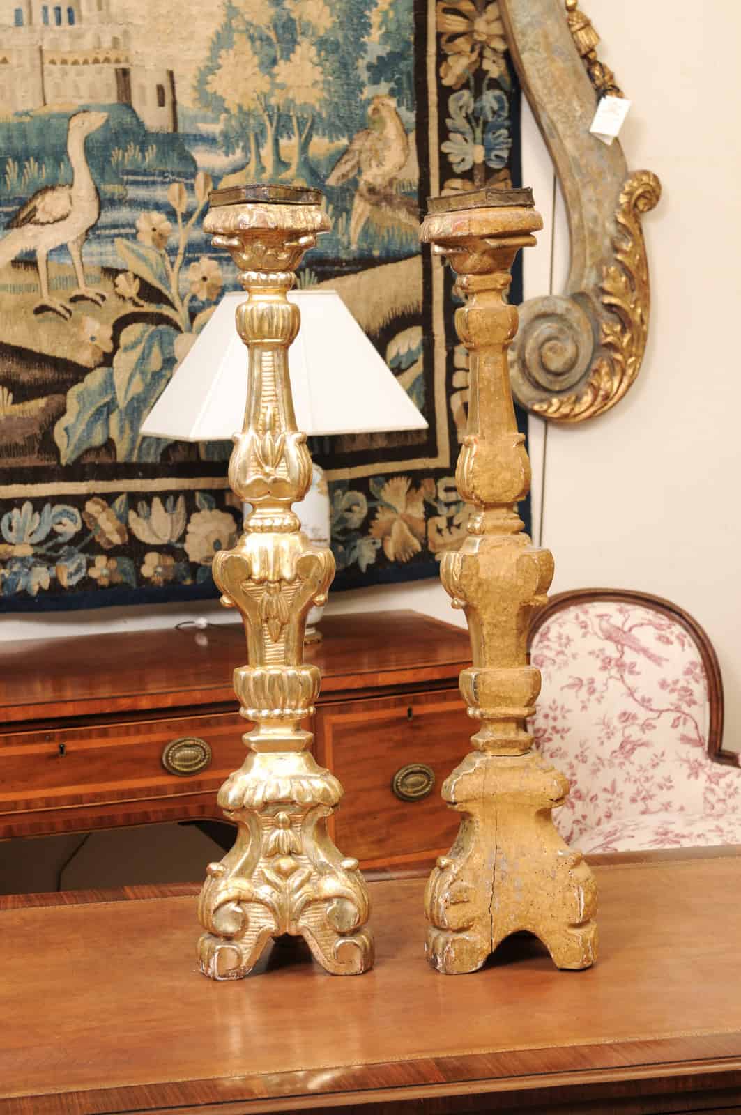 French large Giltwood Alter Sticks, 19th Century - Image 12