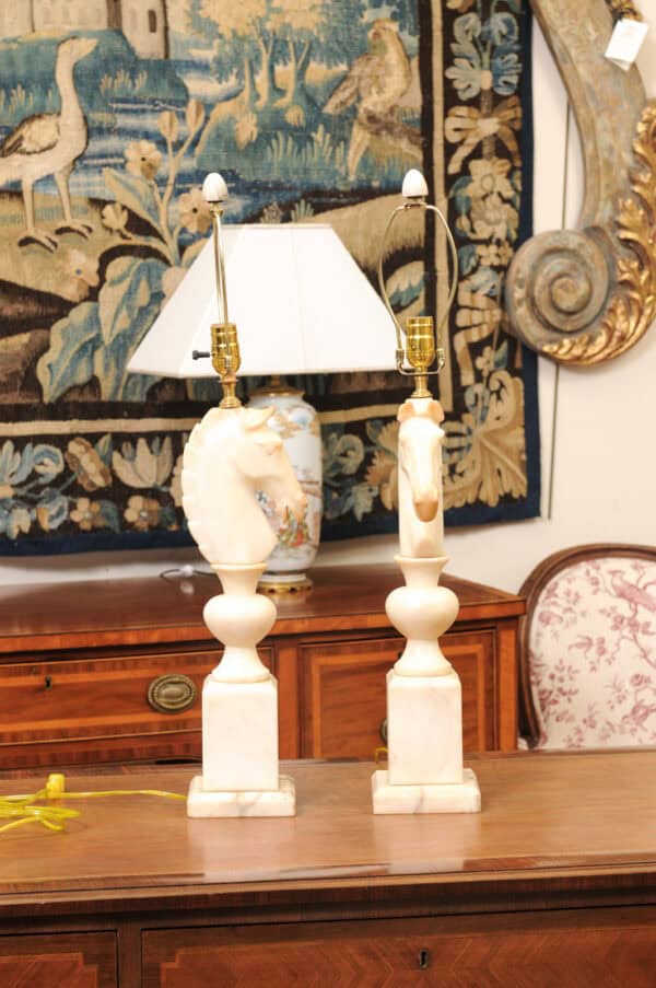 Pair of Italian Alabaster Carved Horse Heads, 20th Century - Image 5