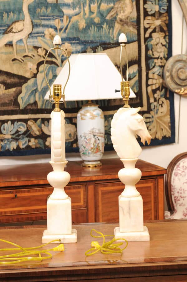 Pair of Italian Alabaster Carved Horse Heads, 20th Century - Image 7