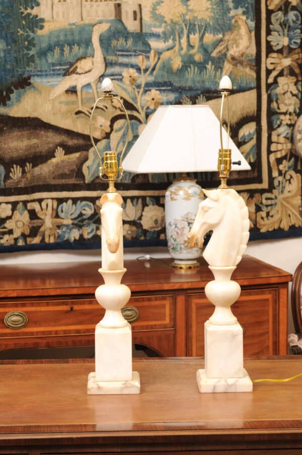 Pair of Italian Alabaster Carved Horse Heads, 20th Century - Image 9