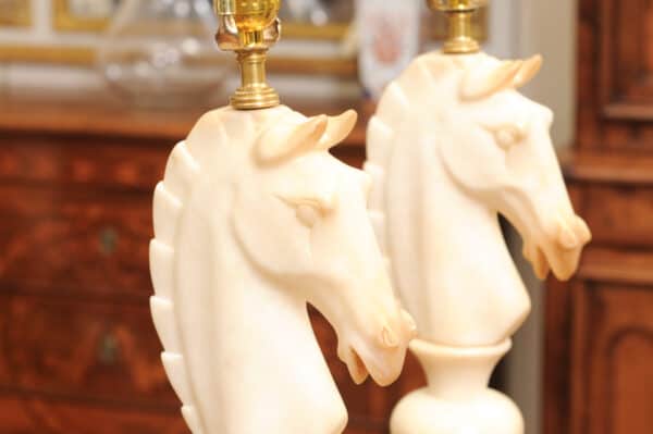 Pair of Italian Alabaster Carved Horse Heads, 20th Century - Image 11