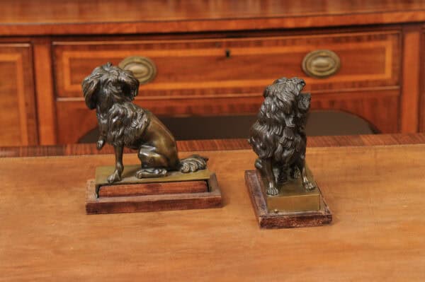 Pair of Cast Bronze Figures Of Dogs (Poodles) on Wooden Bases, 19th Century, France - Image 8