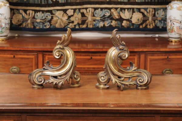 Pair of French Louis XV Style Bronze Chenet ,19th Century - Image 3