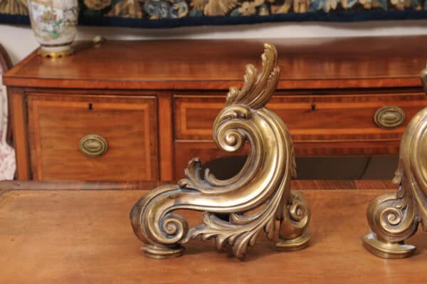 Pair of French Louis XV Style Bronze Chenet ,19th Century - Image 5