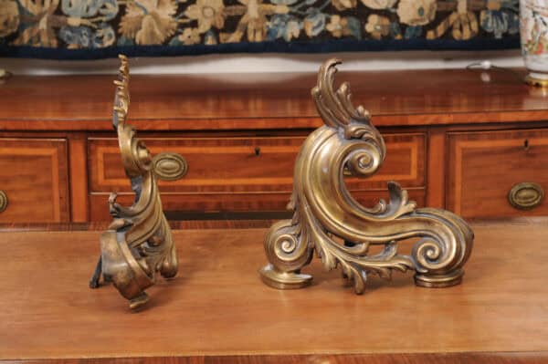 Pair of French Louis XV Style Bronze Chenet ,19th Century - Image 7