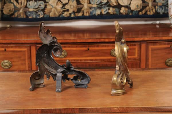 Pair of French Louis XV Style Bronze Chenet ,19th Century - Image 8