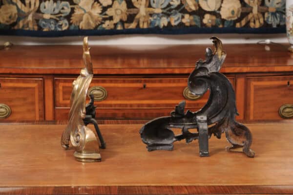 Pair of French Louis XV Style Bronze Chenet ,19th Century - Image 9