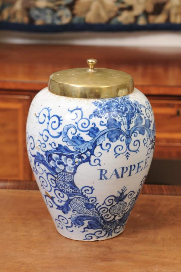 Set of 2 18th Century Dutch Blue & White Tobacco Jars. 1 with hairline crack to secure. - Image 5
