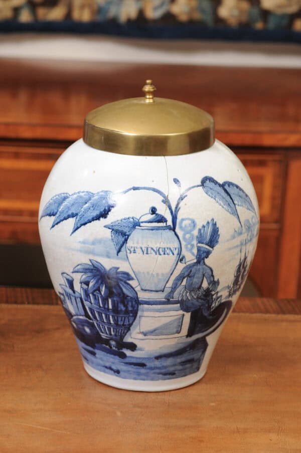 Set of 2 18th Century Dutch Blue & White Tobacco Jars. 1 with hairline crack to secure. - Image 6