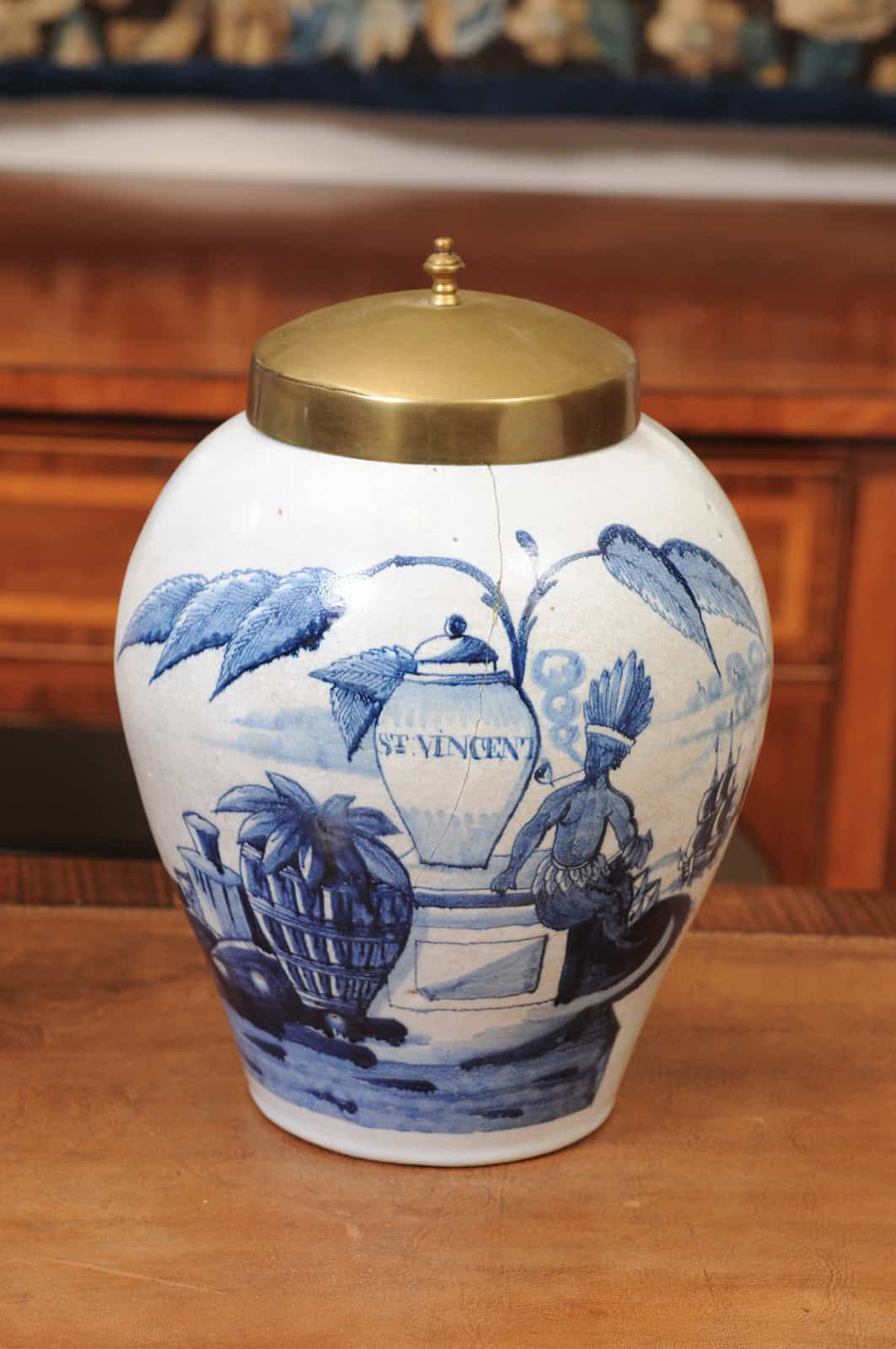 Set of 2 18th Century Dutch Blue & White Tobacco Jars. 1 with hairline crack to secure. - Image 6
