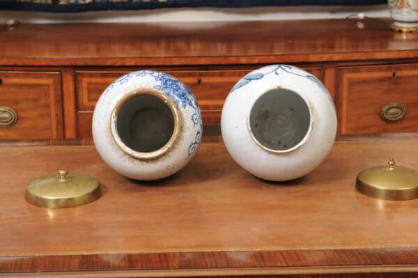 Set of 2 18th Century Dutch Blue & White Tobacco Jars. 1 with hairline crack to secure. - Image 13