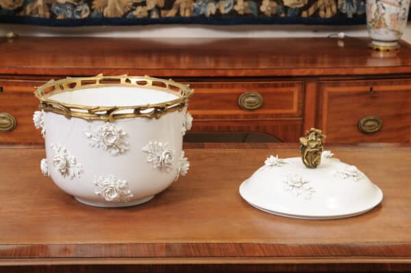 18th Century French St. Cloud Covered Soup Tureen with Applied Leaves & Flower Clusters (Repaired) - Image 7