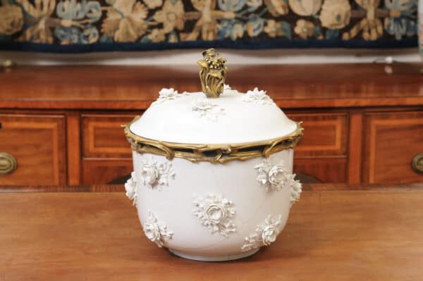 18th Century French St. Cloud Covered Soup Tureen with Applied Leaves & Flower Clusters (Repaired) - Image 10