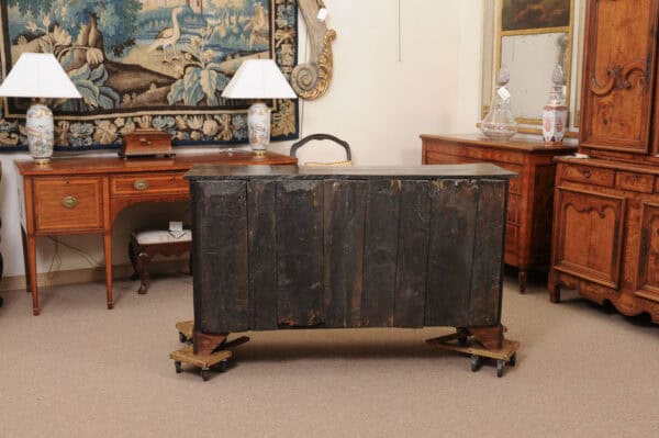English 18th Century Oak Dresser Base Featuring 3 Drawers and 2 Flanking Cabints Below with Raised Paneled Doors and Brass Knobs - Image 9