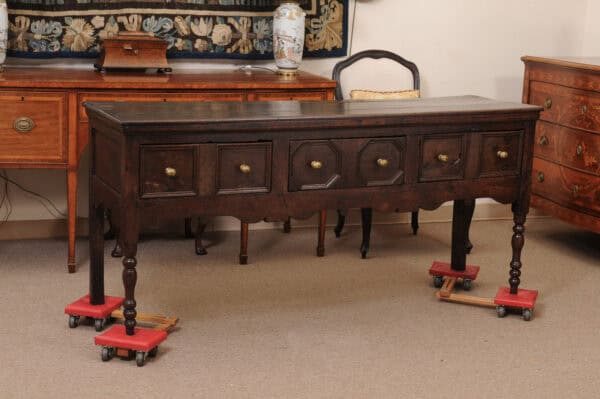 English 18th Century Oak Jacobean Style Dresser Base with Server with 3 Drawers, Shaped Apron and Turned Legs - Image 3