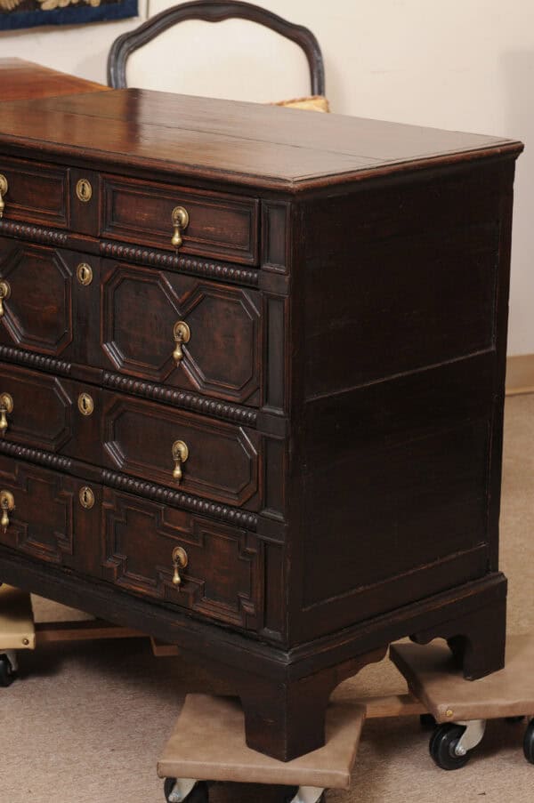 18th Century Jacobean Style Oak Chest with Bobbin Moulding, 4 Drawers and Bracket Feet - Image 13