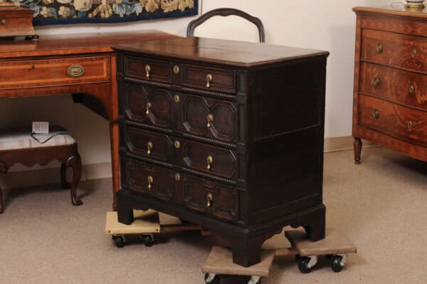 18th Century Jacobean Style Oak Chest with Bobbin Moulding, 4 Drawers and Bracket Feet - Image 14