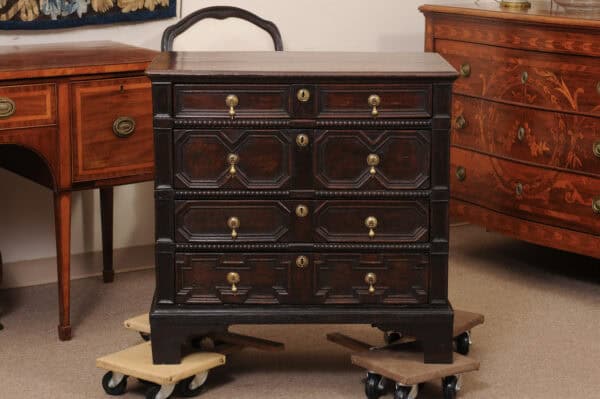 18th Century Jacobean Style Oak Chest with Bobbin Moulding, 4 Drawers and Bracket Feet - Image 15