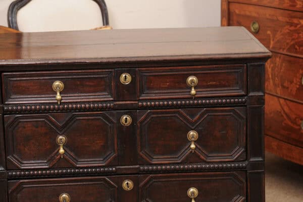 18th Century Jacobean Style Oak Chest with Bobbin Moulding, 4 Drawers and Bracket Feet - Image 16