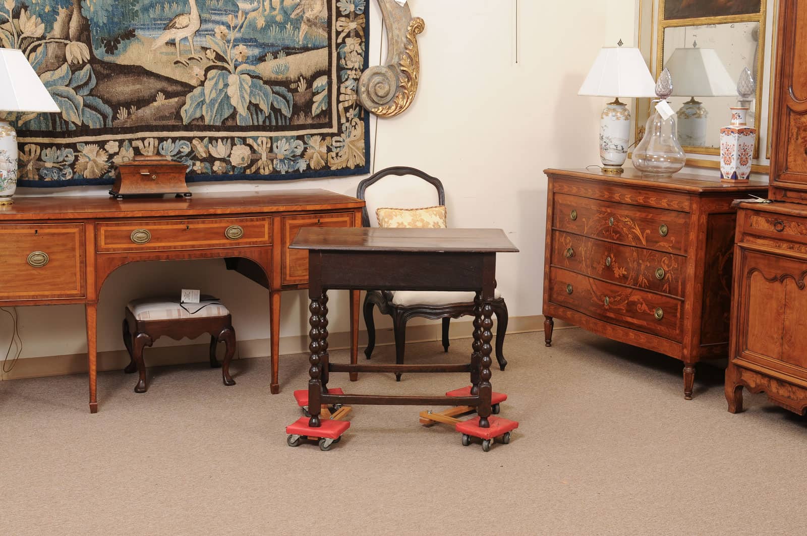 English 18th Century Oak Side Table with Bobbin Turned Legs - Image 9