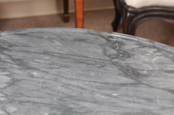 Italian Empire Walnut  Guerdion with Grey Bardiglio Marble Top and Gilt Bronze Mounts - Image 6