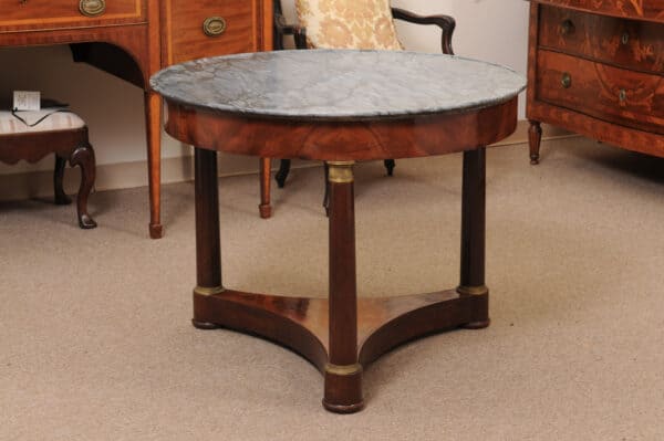 Italian Empire Walnut  Guerdion with Grey Bardiglio Marble Top and Gilt Bronze Mounts - Image 10