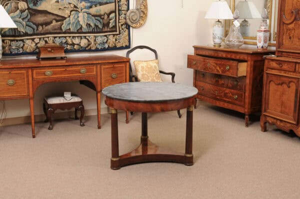 Italian Empire Walnut  Guerdion with Grey Bardiglio Marble Top and Gilt Bronze Mounts - Image 11