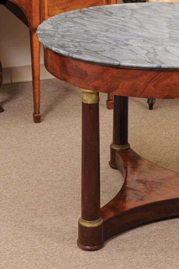 Italian Empire Walnut  Guerdion with Grey Bardiglio Marble Top and Gilt Bronze Mounts - Image 14