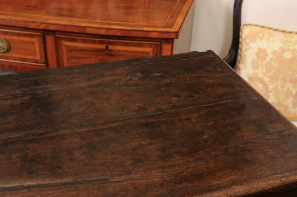 English 18th Century Dresser Base Featuring 3 Drawers with Foliage Brass Pulls and Flanking Cabinets Below - Image 6