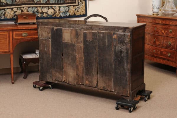 English 18th Century Dresser Base Featuring 3 Drawers with Foliage Brass Pulls and Flanking Cabinets Below - Image 8