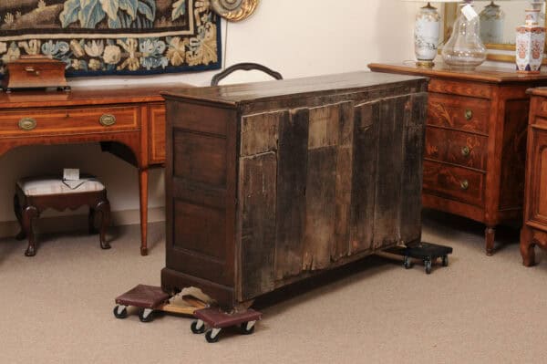 English 18th Century Dresser Base Featuring 3 Drawers with Foliage Brass Pulls and Flanking Cabinets Below - Image 10